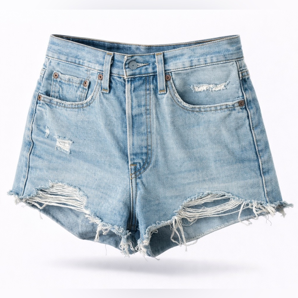 Levi’s 501 Original Distressed Cutoff Denim Shorts Light Wash Size 26